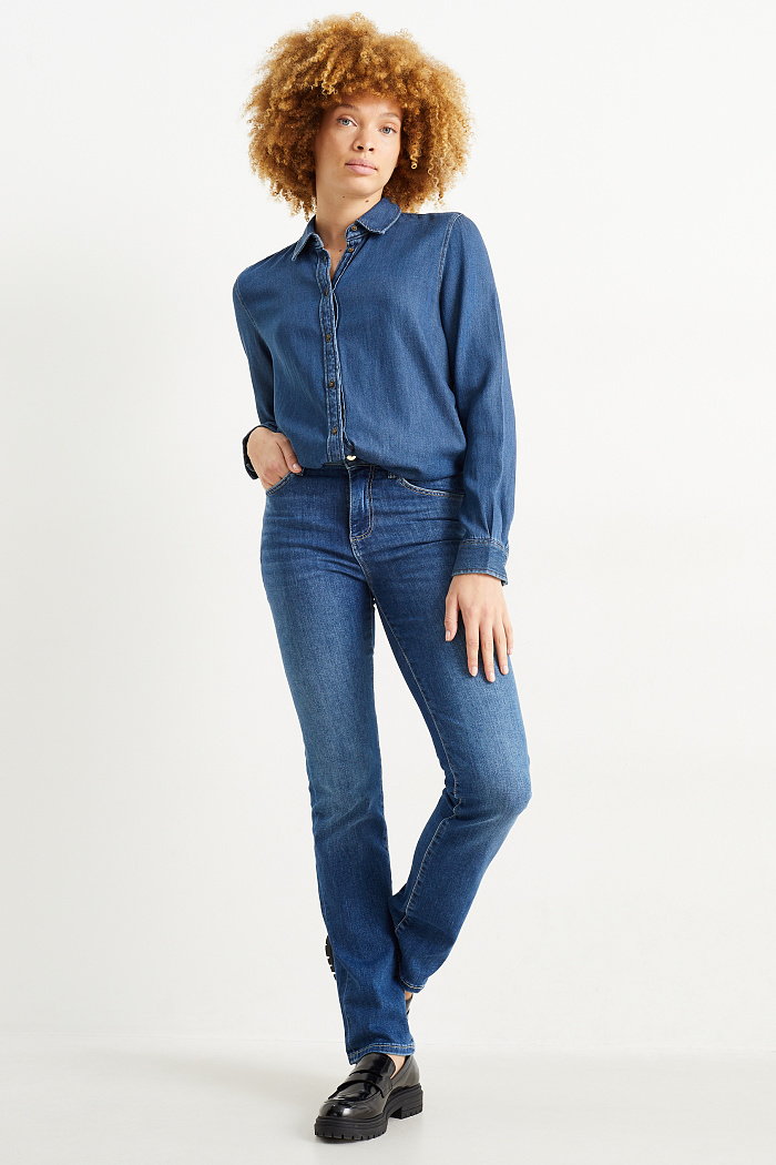 C&A Straight jeans-średni stan-LYCRA, Niebieski, Rozmiar: 42