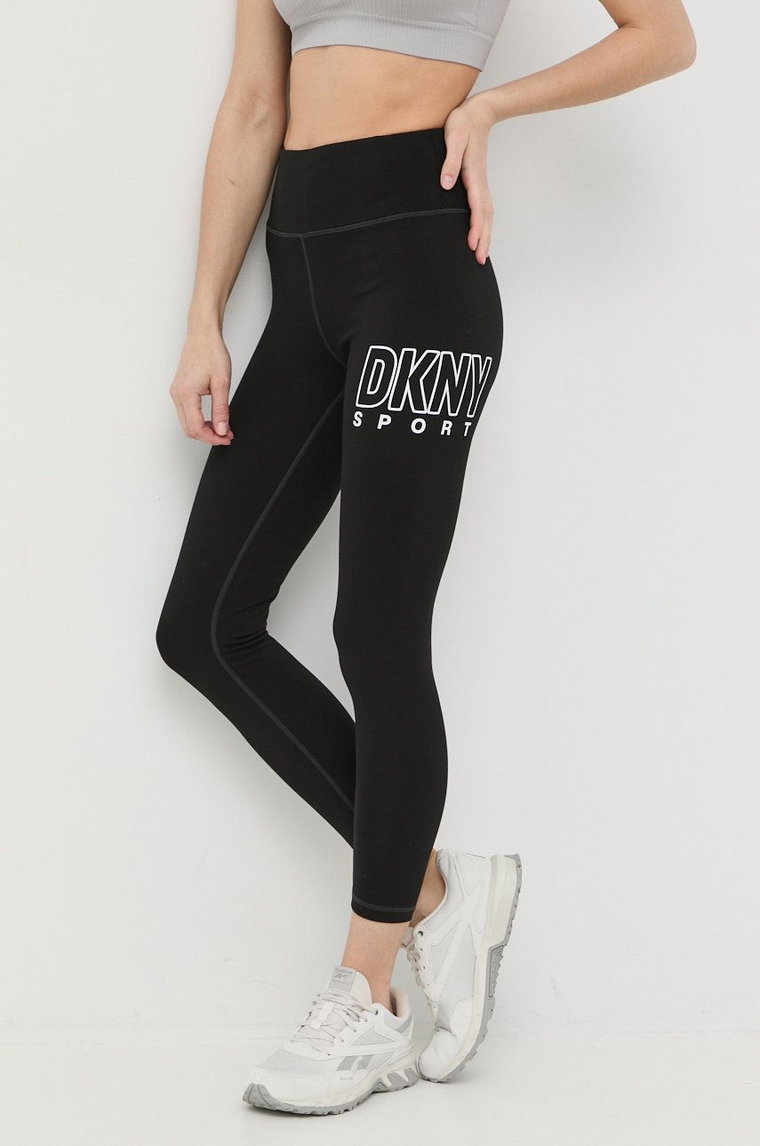 Dkny legginsy DP2P2884 damskie kolor czarny z nadrukiem