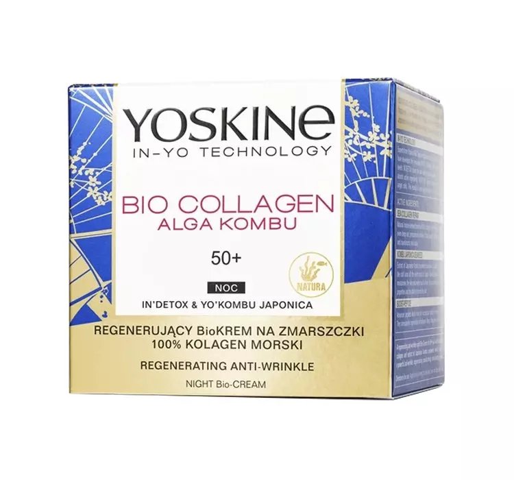 YOSKINE BIO COLLAGEN ALGA KOMBU REGENERUJĄCY BIOKREM NA ZMARSZCZKI NA NOC 50+ 50ML