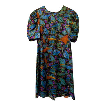 Erdem Pre-owned, Dress with Puff Sleeves in Silk Niebieski, female,