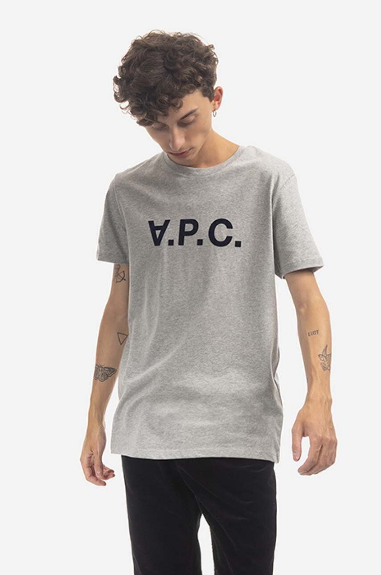 A.P.C. t-shirt bawełniany VPC Color kolor szary z nadrukiem COEZB.H26943-LIGHTGRAYC