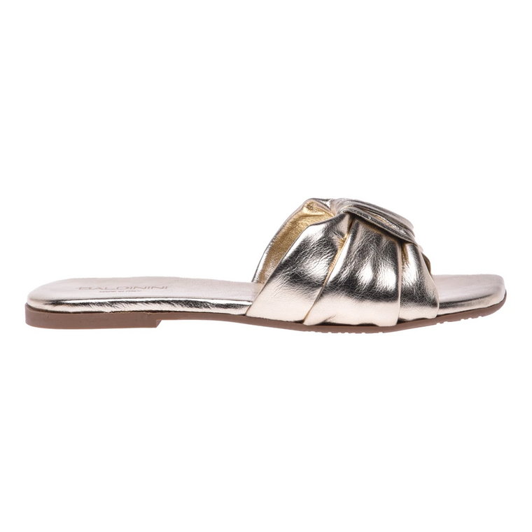 Platinum laminated nappa leather slides Baldinini