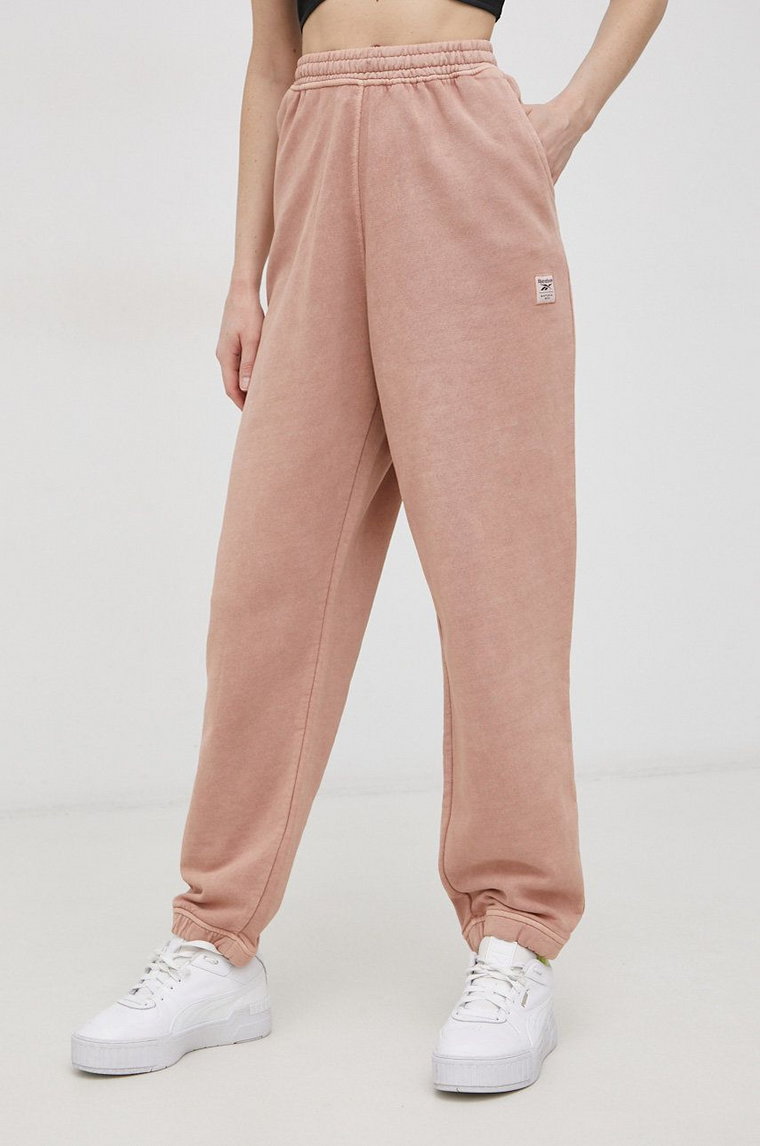 Reebok Classic Spodnie bawełniane H49296 damskie kolor różowy gładkie H49296-CANCOR