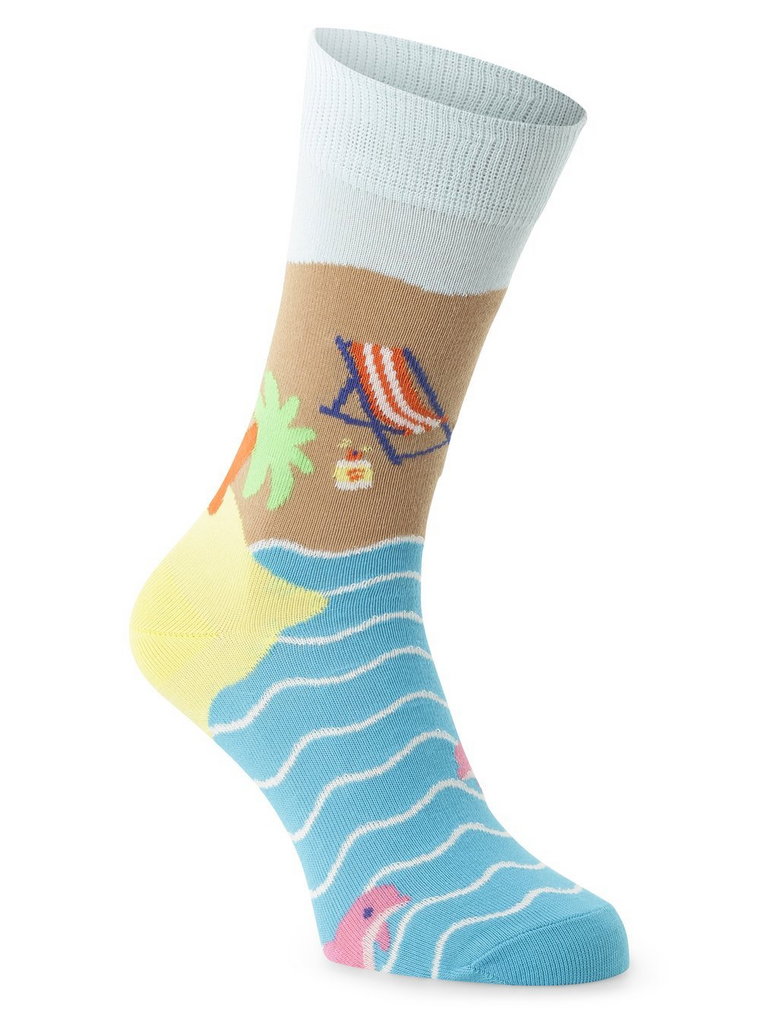 Happy Socks - skarpety z drobnej dzianiny, beżowy|niebieski|wielokolorowy