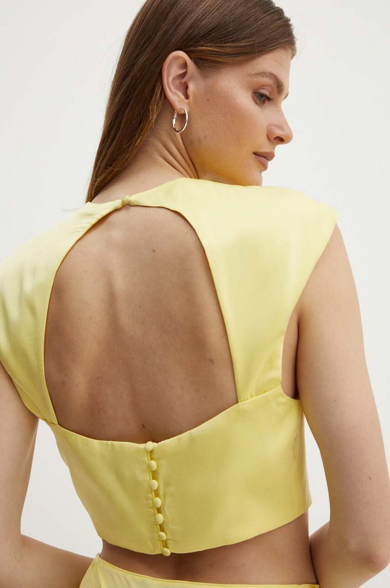 Bardot bluzka ANYA damska kolor żółty gładka 59414TB
