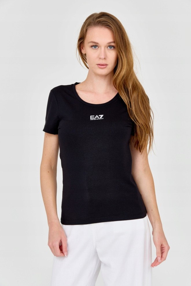 EA7 Damski t-shirt czarny z logo na środku