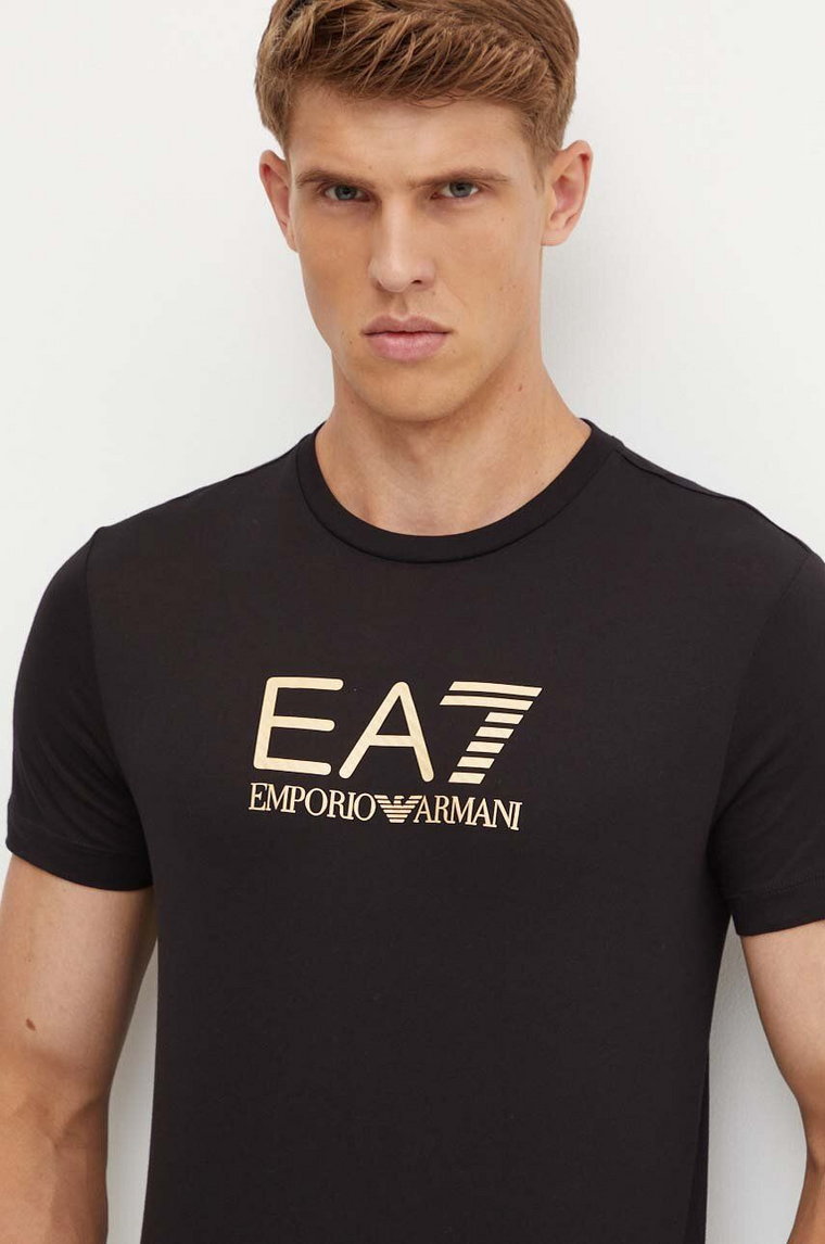 EA7 Emporio Armani t-shirt bawełniany męski kolor czarny z nadrukiem AF10170.7M000007