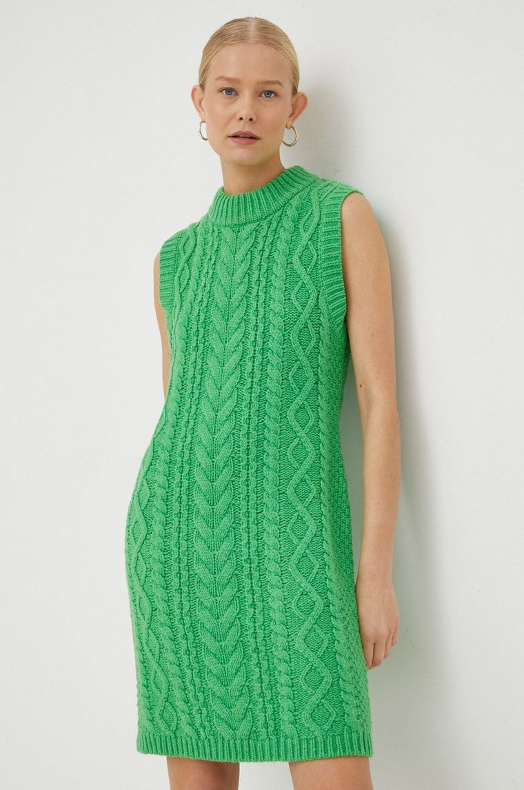 Samsoe Samsoe sukienka wełniana kolor zielony mini prosta