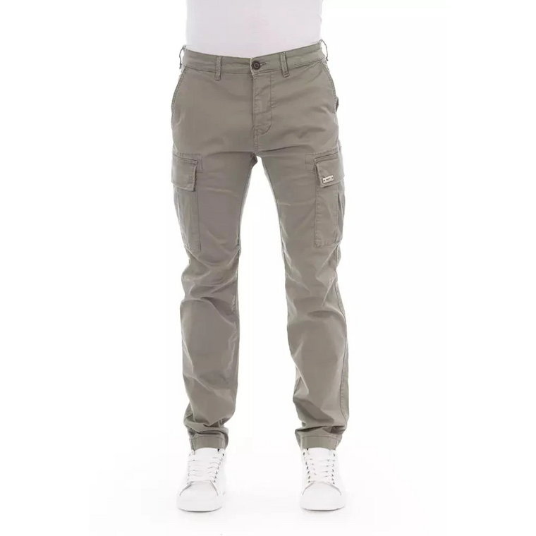 Trend Beżowe Bawełniane Spodnie Cargo Jeansowe Baldinini