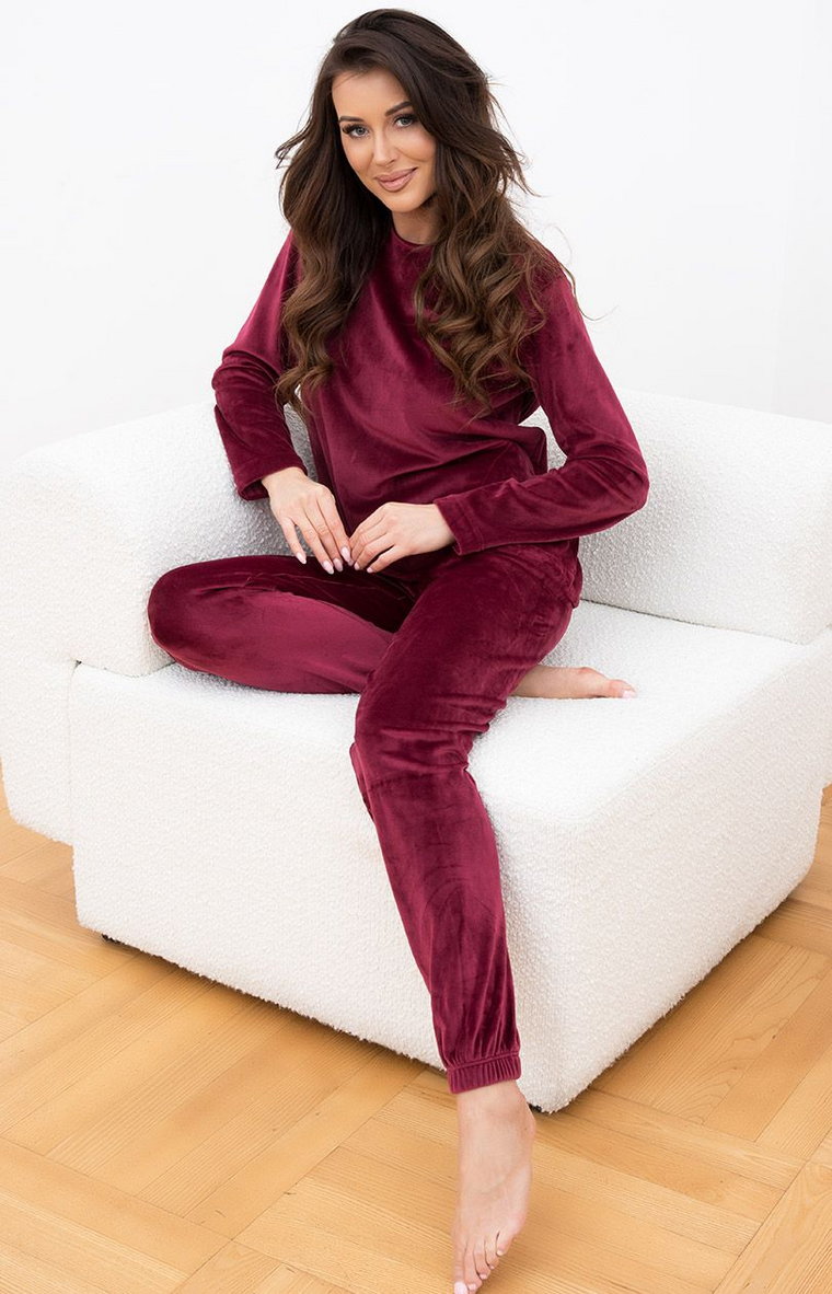 Ciepła piżama damska bordowa Akara, Kolor bordowy, Rozmiar S, Italian Fashion
