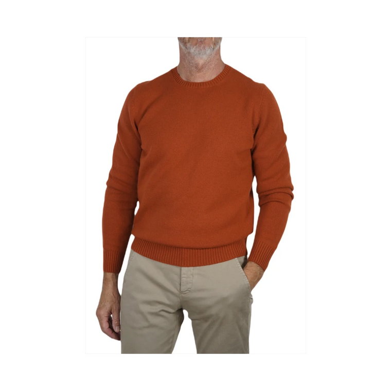 Sweter z Kaszmiru z Okrągłym Dekoltem - Pomarańczowy, Rozmiar 52 Gran Sasso