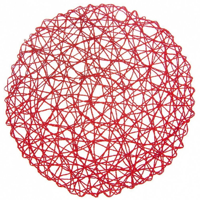 Podkładka pod talerz sztućce okrągła / mata kuchenna papierowa czerwona 35 cm kod: O-728016
