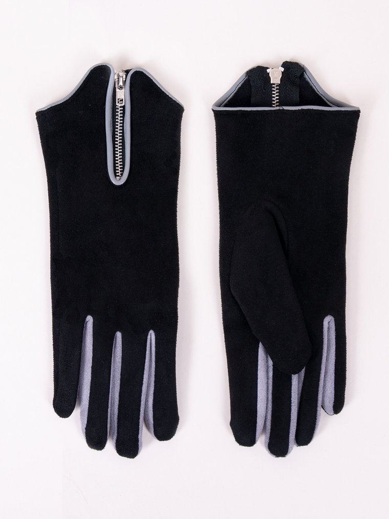 Rękawiczki damskie czarne zamszowe z suwakiem dotykowe 24