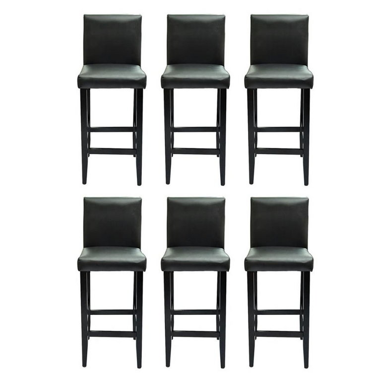 Krzesła barowe ze sztucznej skóry 6 szt. czarne kod: V-160716