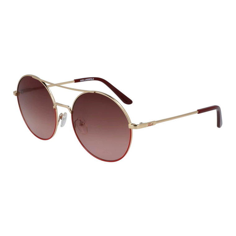 Stylowe okulary przeciwsłoneczne w złoto/czerwonym brązie Karl Lagerfeld