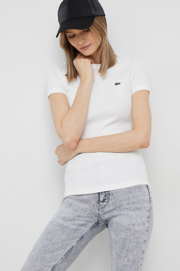 Lacoste t-shirt bawełniany kolor biały