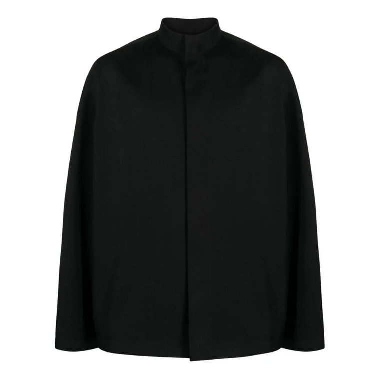 Czarny Wełniany Płaszcz dla Mężczyzn Jil Sander