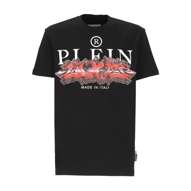 Czarna bawełniana koszulka Mant z logo Glass Philipp Plein