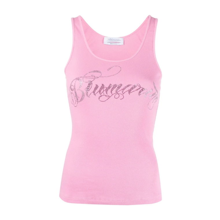 Różowy Top z Logo Blumarine