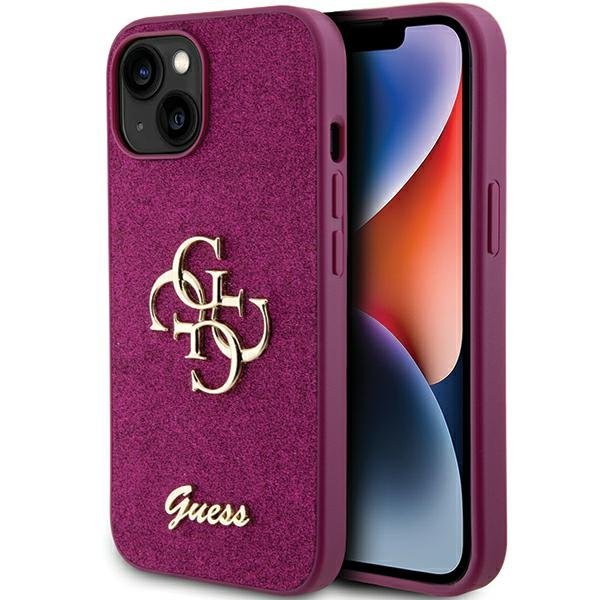 Guess GUHCP15SHG4SGU iPhone 15 6.1" fioletowy/purple hardcase Glitter Script Big 4G