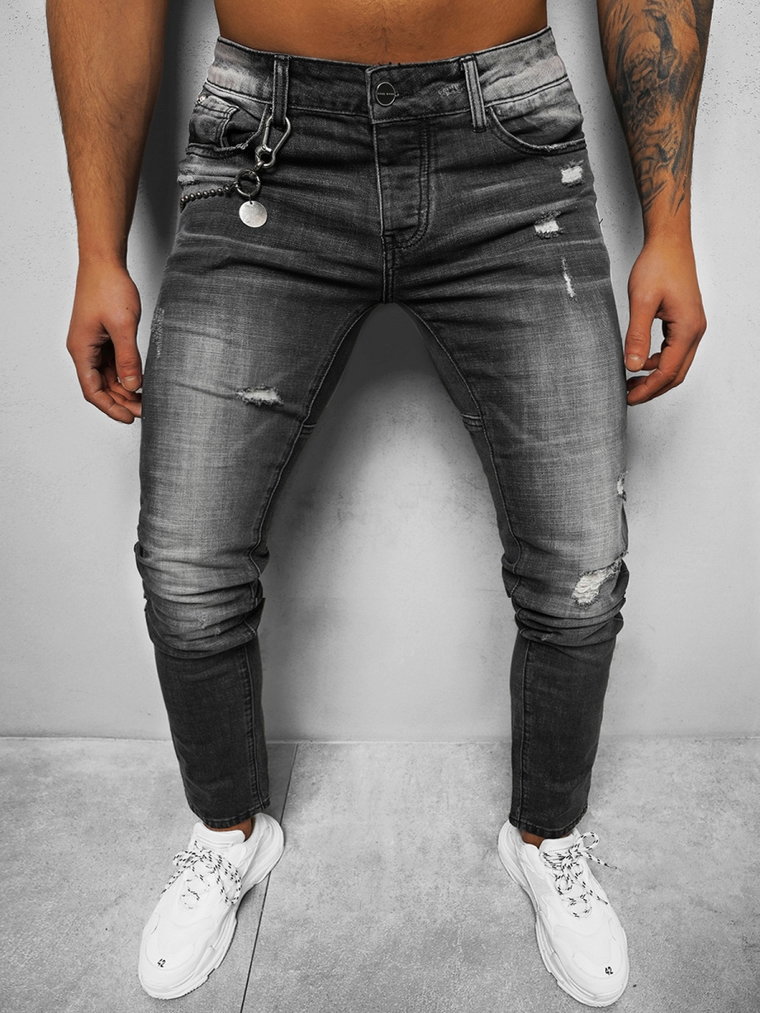 Spodnie jeansowe męskie czarne OZONEE NB/MP0051N