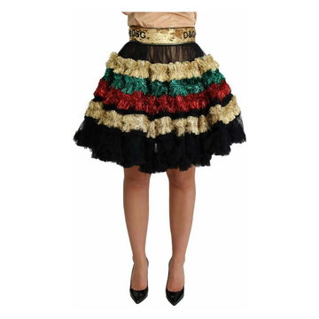 Sequin Ruffled Tulle Tinsel Skirt Dolce & Gabbana