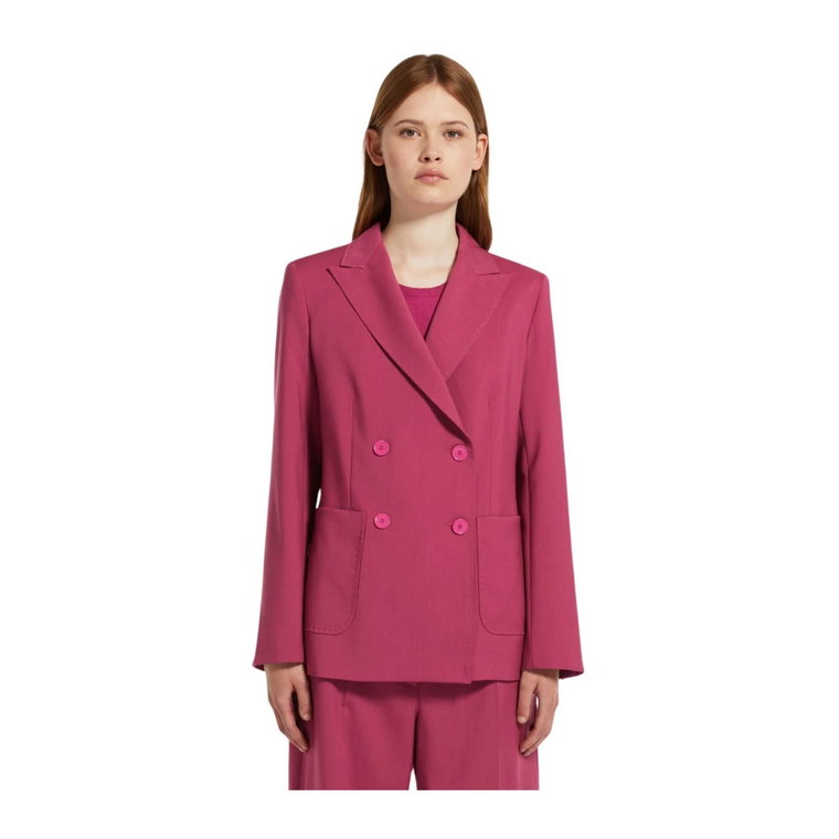 Fuchsia Dwurzędowy Wełniany Blezer Max Mara Weekend