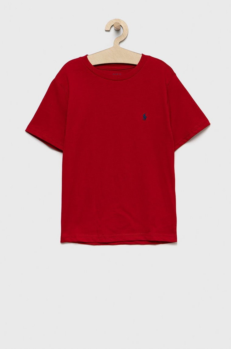 Polo Ralph Lauren t-shirt bawełniany dziecięcy kolor czerwony gładki