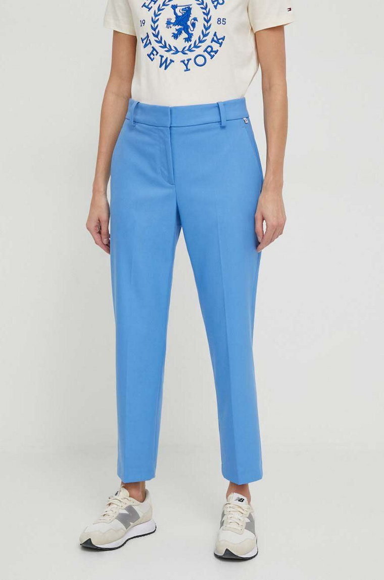 Tommy Hilfiger spodnie damskie kolor niebieski proste high waist