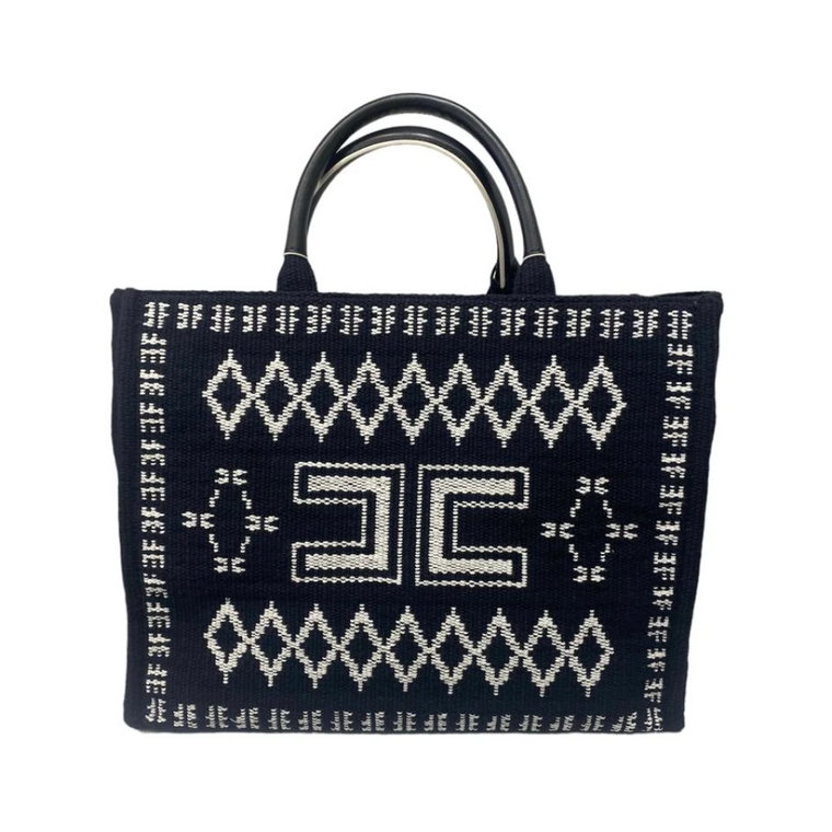 Torba Shopper z Kontrastowym Logo Elisabetta Franchi