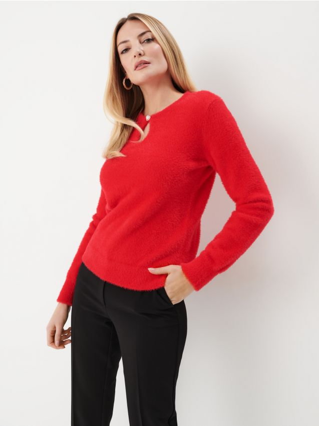 Mohito - Czerwony sweter z ozdobnym wycięciem - czerwony