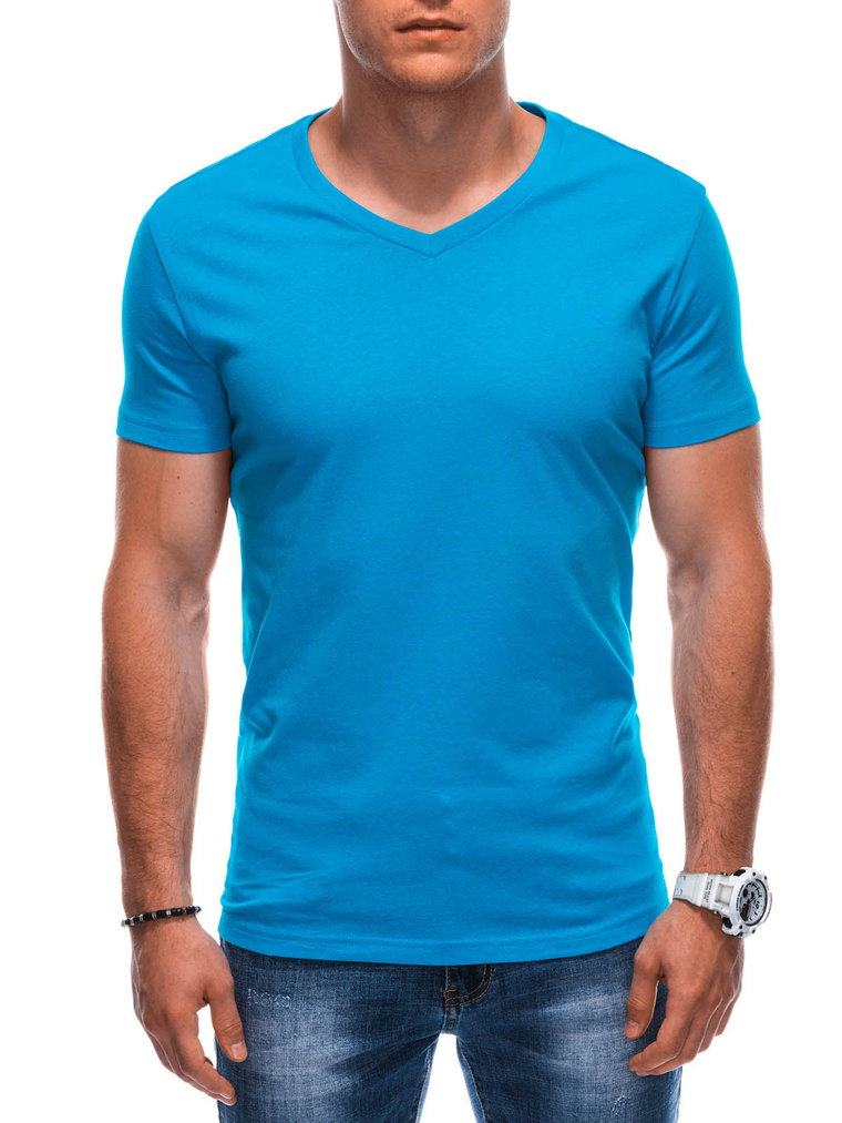 T-shirt męski basic V-neck EM-TSBS-0101 - turkusowy V7