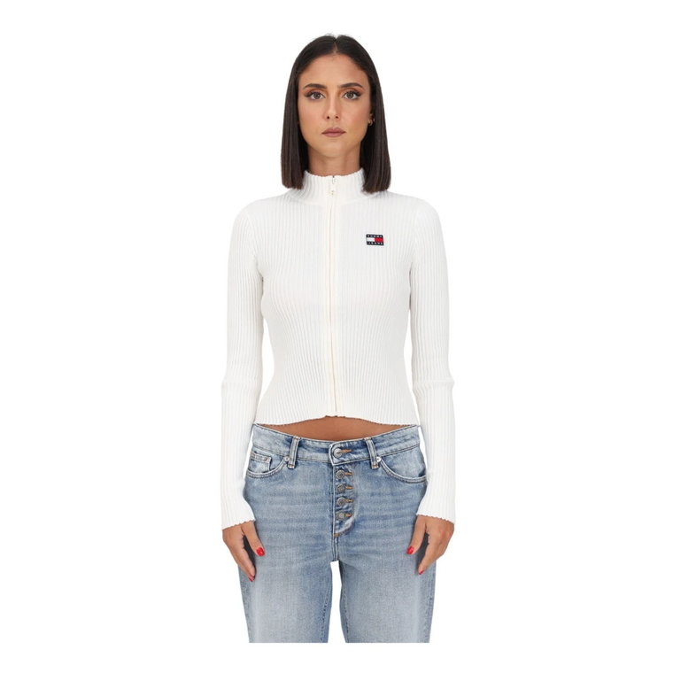 Biały Sweter z Logo dla Kobiet Tommy Jeans