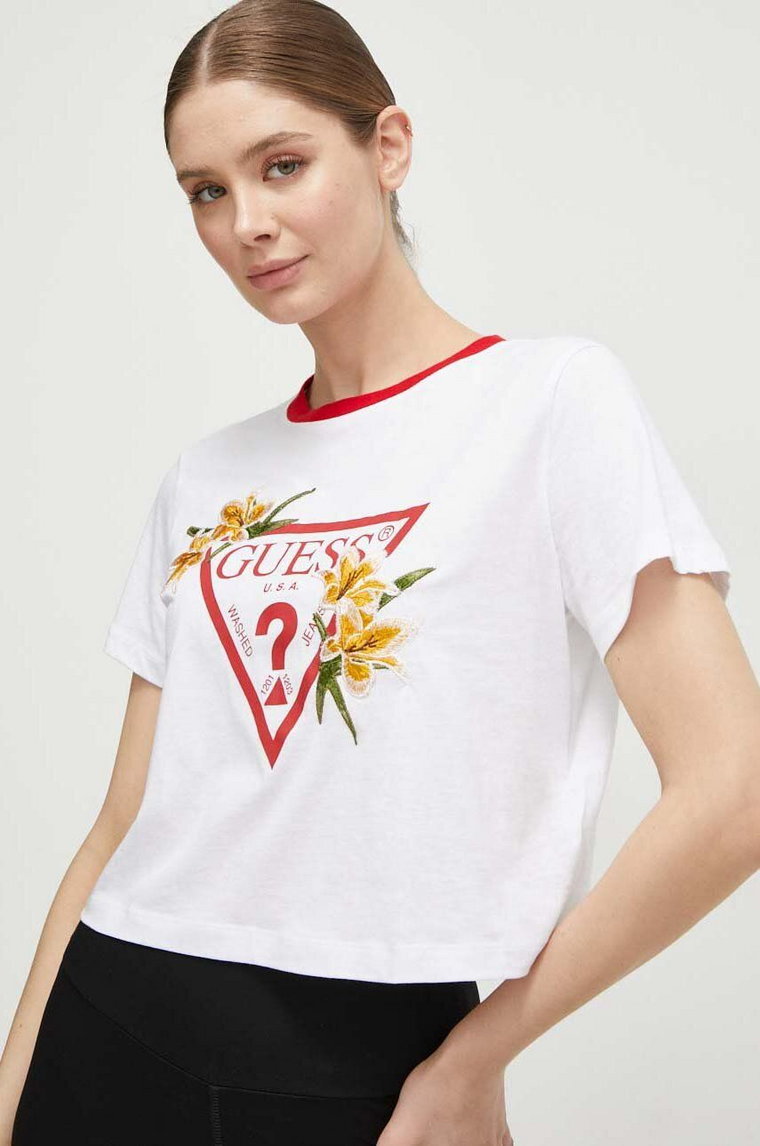 Guess t-shirt ZOEY damski kolor biały V4GI02 K46D1