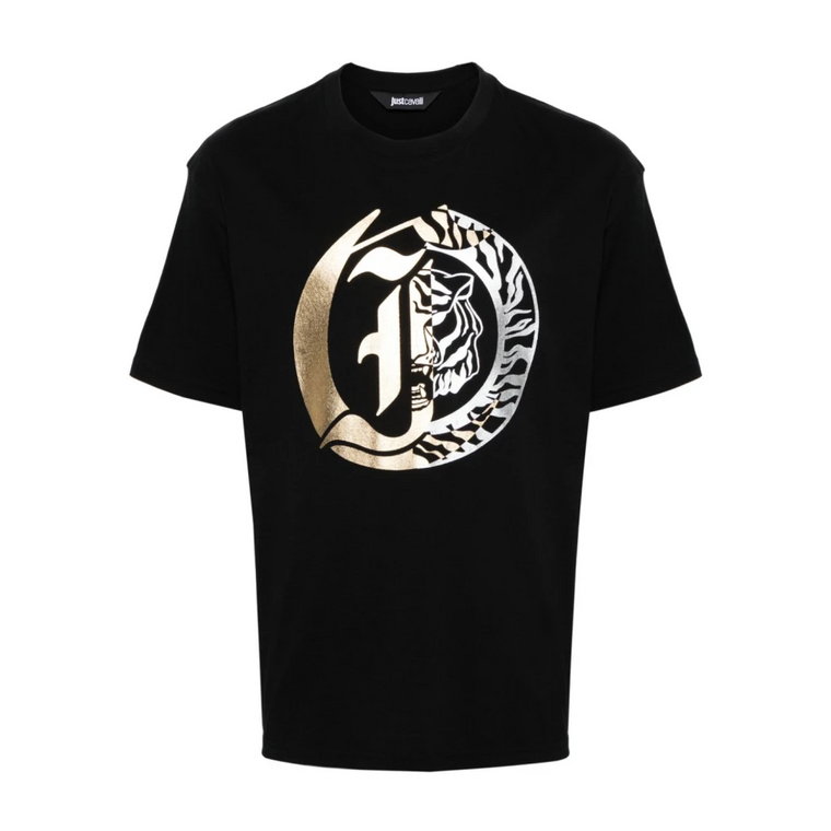 Czarna Koszulka z Logo i Polo Just Cavalli