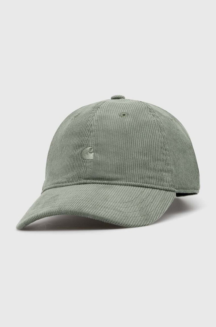 Carhartt WIP czapka z daszkiem bawełniana Harlem Cap kolor zielony gładka I028955.1YFXX