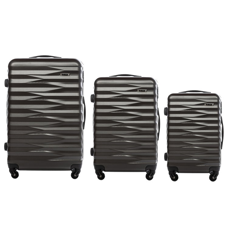 Zestaw 3 walizki podróżne z ABS-u  VEZZE zebra GRAFITOWE