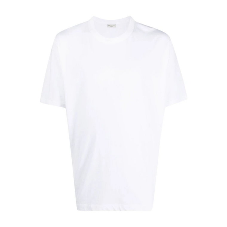 Biała Koszulka z Okrągłym Dekoltem z Bawełny Dries Van Noten