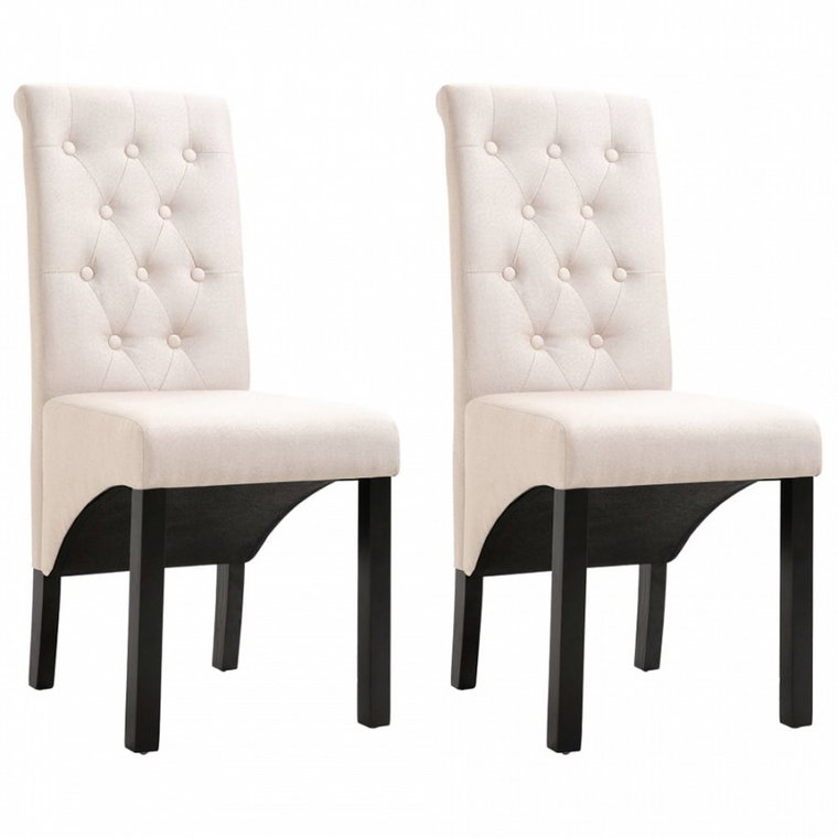 Krzesła do jadalni 2 szt. kremowe tapicerowane tkaniną kod: V-248987