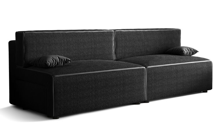 Czarna rozkładana sofa sztruksowa - Manila 3X