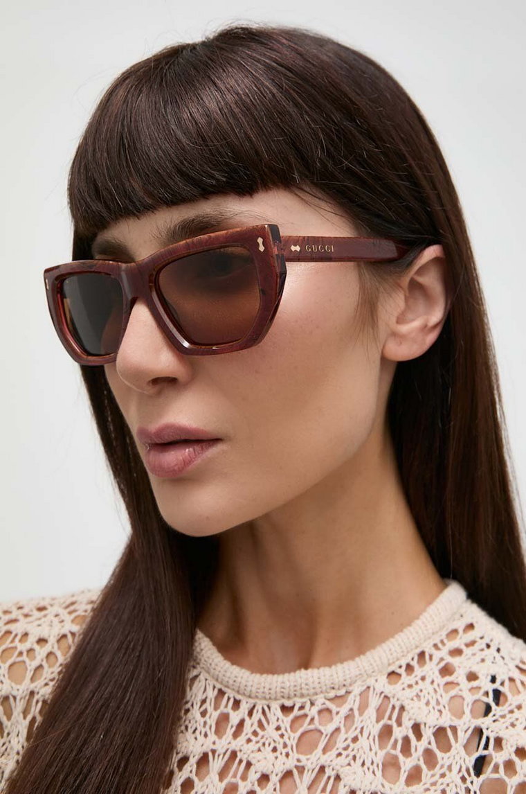 Gucci okulary przeciwsłoneczne damskie kolor różowy GG1520S