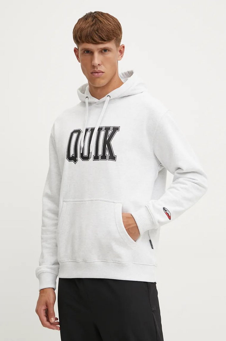 Quiksilver bluza Griffin Hoodie męska kolor szary z kapturem z nadrukiem AQYFT03407