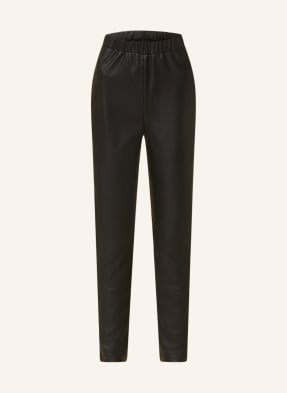 Maxmara Leisure Legginsy Zefir Z Imitacji Skóry schwarz