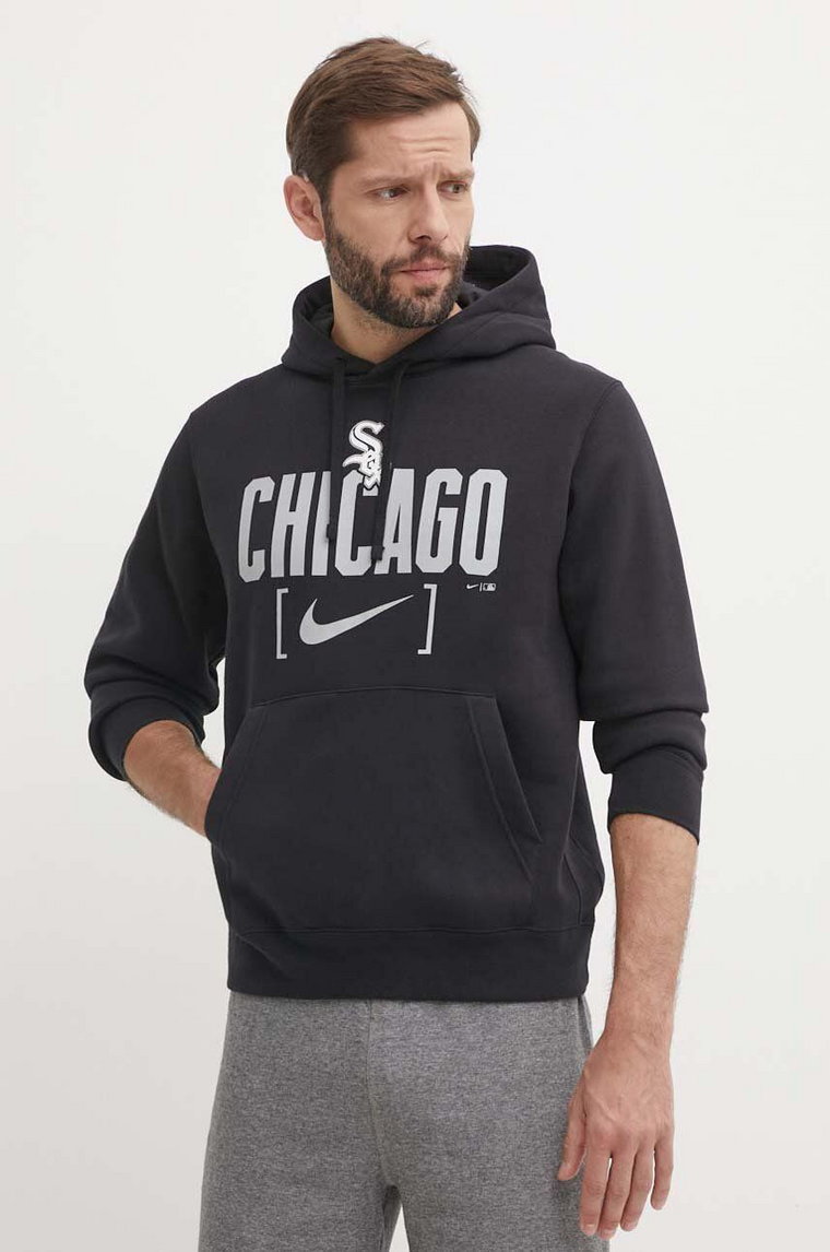Nike bluza Chicago White Sox męska kolor czarny z kapturem z nadrukiem