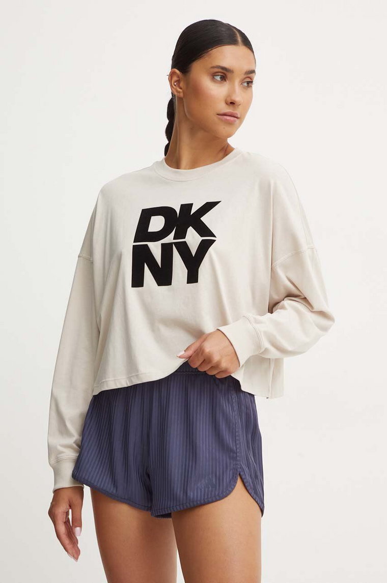 Dkny longsleeve bawełniany kolor beżowy DP4T9975