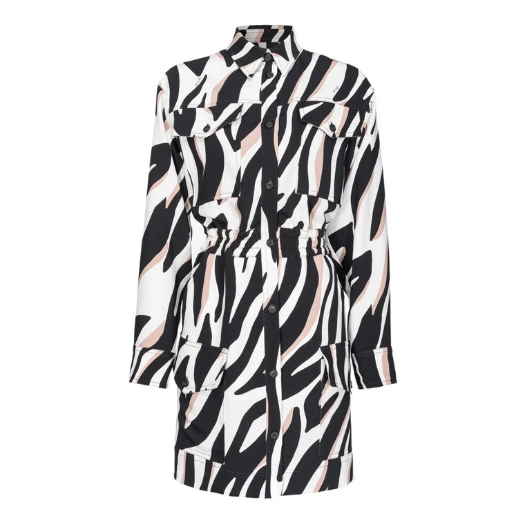 Psychedelic Zebra Print Mini Sukienka Koszulowa Pinko