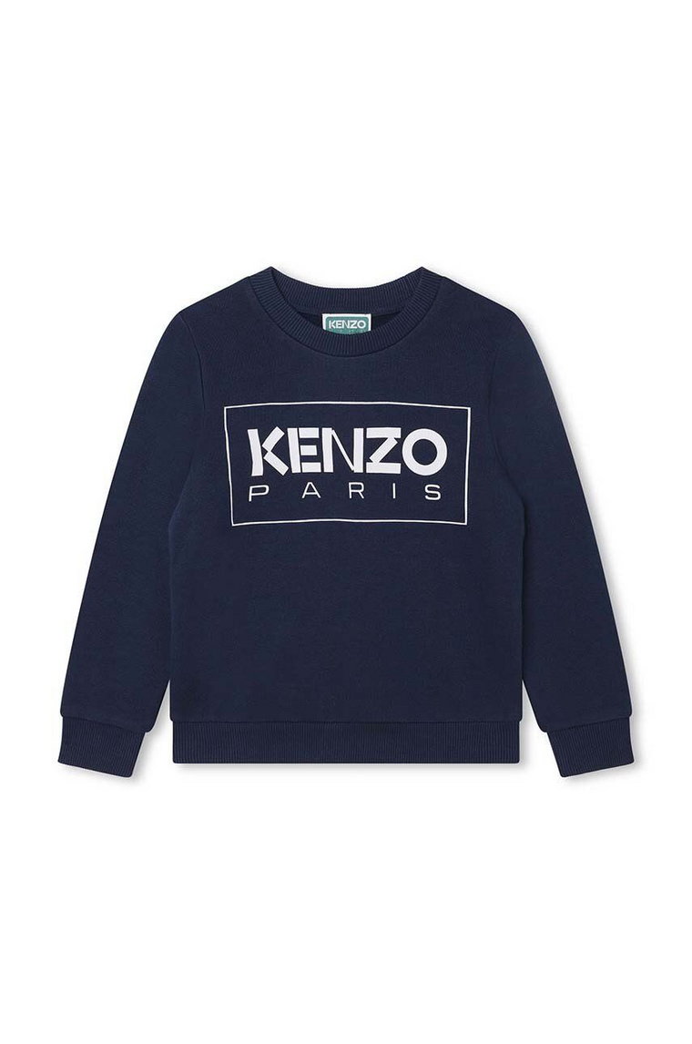 Kenzo Kids bluza bawełniana dziecięca kolor niebieski z nadrukiem