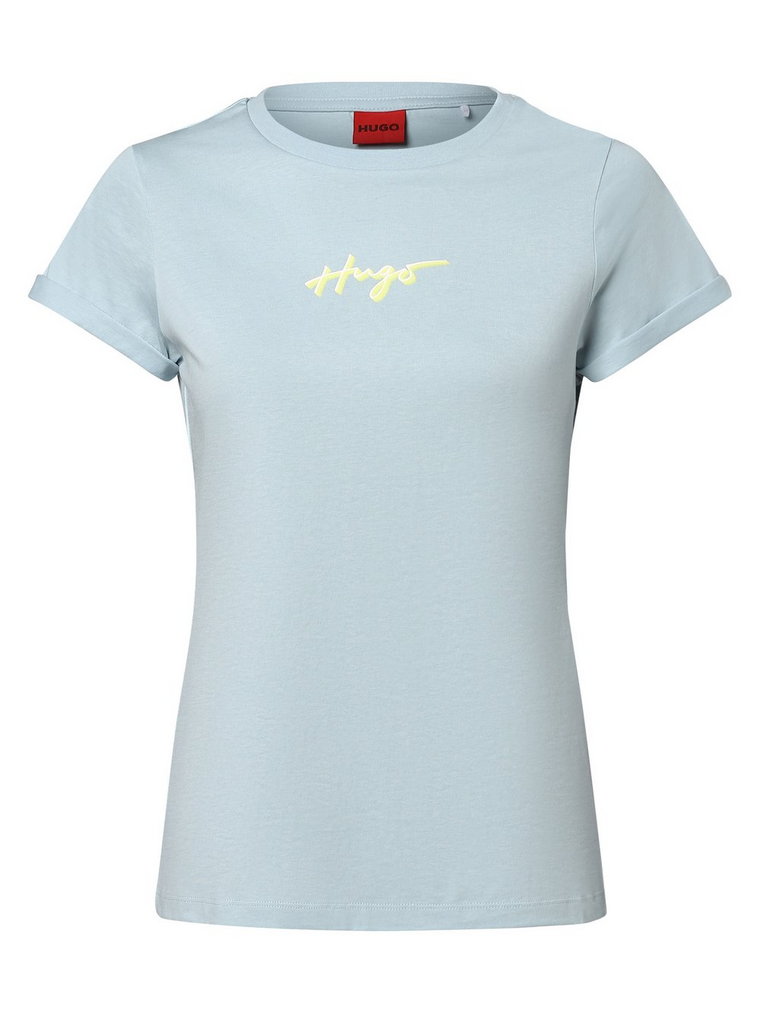 HUGO - T-shirt damski  Slim Tee_3, niebieski