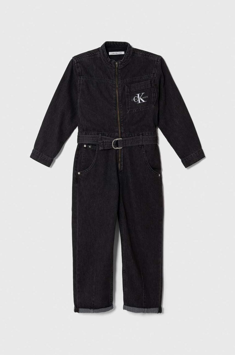 Calvin Klein Jeans kombinezon dziecięcy kolor czarny bawełniany
