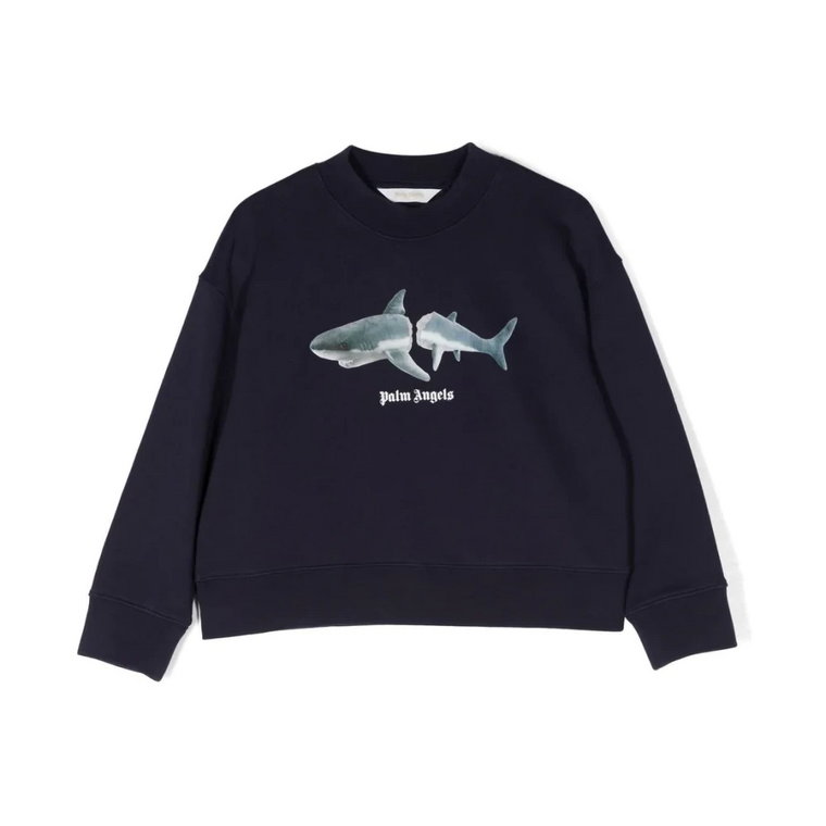 Niebieski Sweter z Wzorem Rekinów dla Chłopców Palm Angels